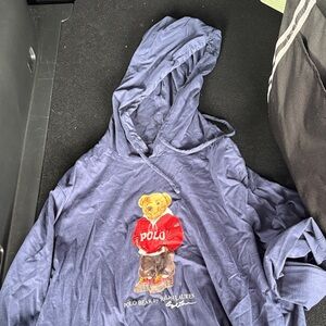 Ralph Lauren Blue Hoodie with Polo Bear